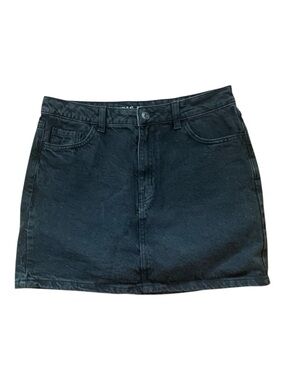 Primark Black Denim Mini Skirt High Rise Washed Black 100% Cotton Classic